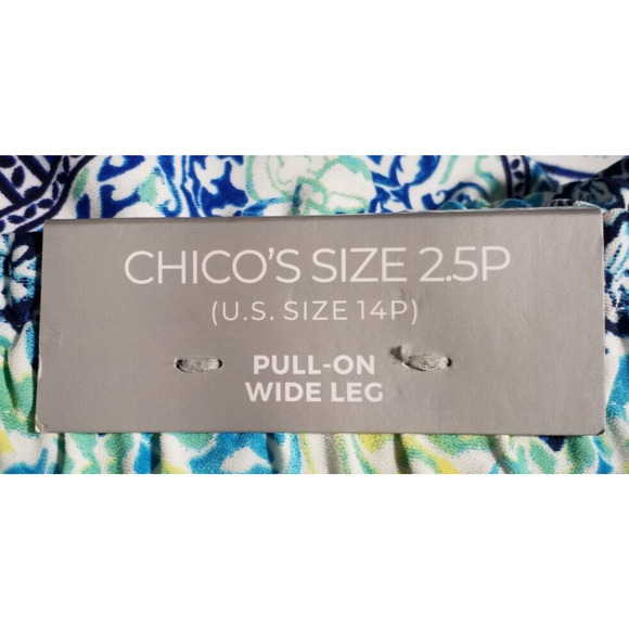 Chico’s 14P Women’s Capri Pants Elastic Waist Wide Leg Floral Print Pockets - Picture 6 of 9